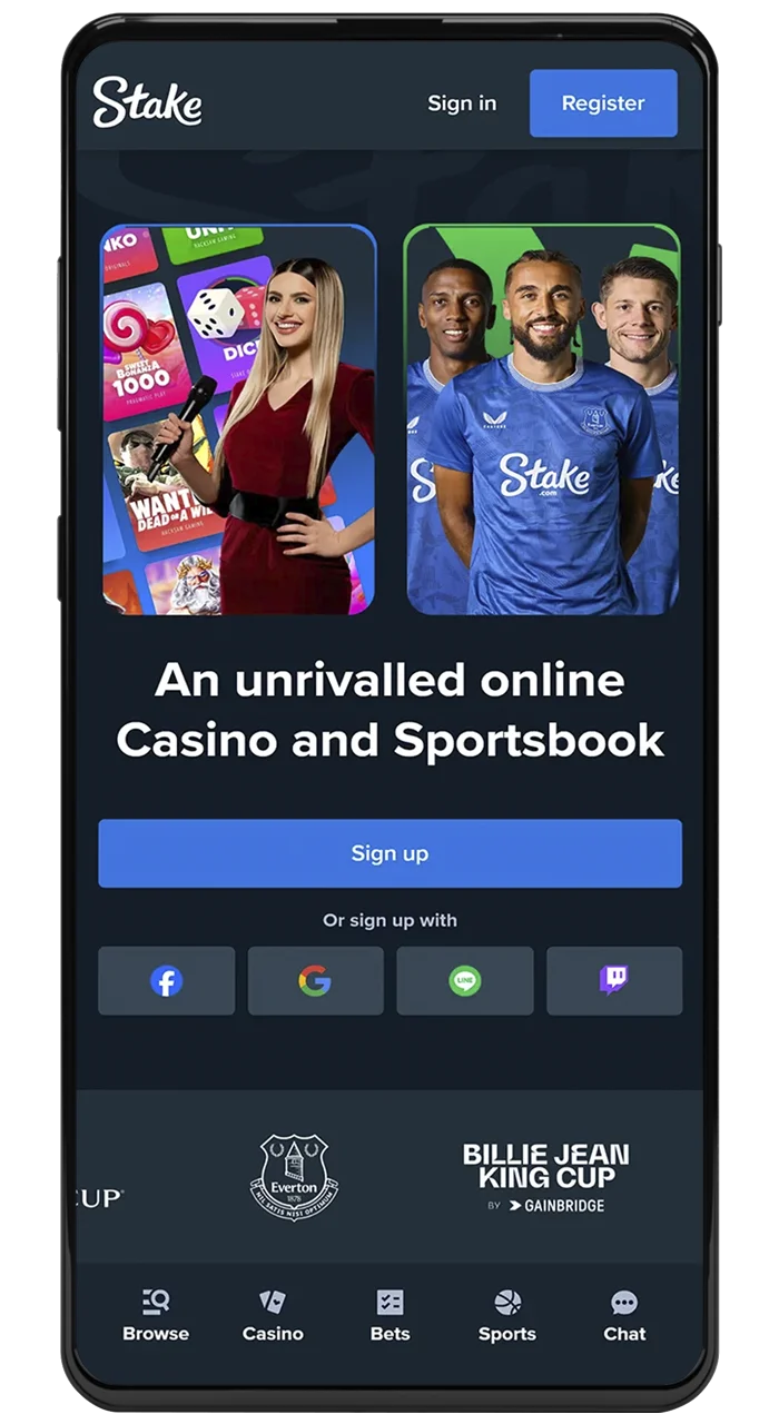 Stake mobile app home page.