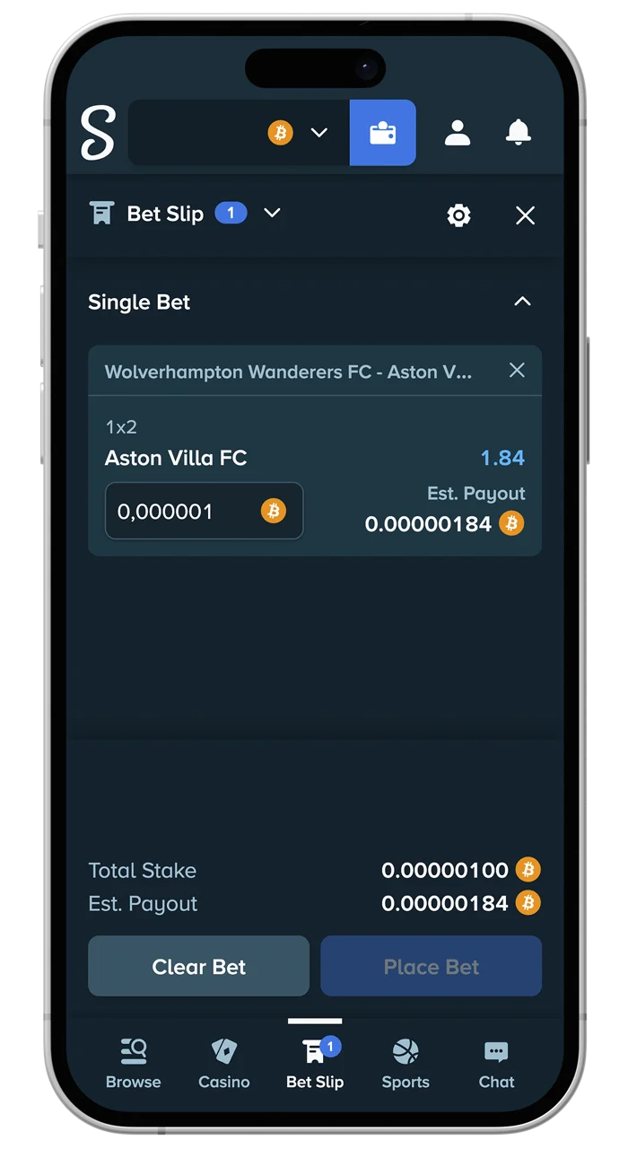 Take advantage of the bonus and place your first bet at Stake.